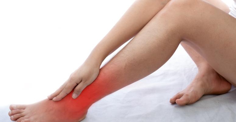 woman with outside ankle pain